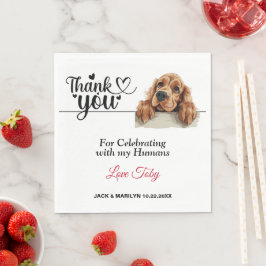 English Cocker Spanel Wedding Vielen Dank Serviette