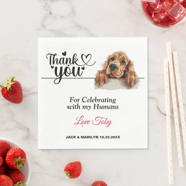 English Cocker Spanel Wedding Vielen Dank Serviette (Beispiel)