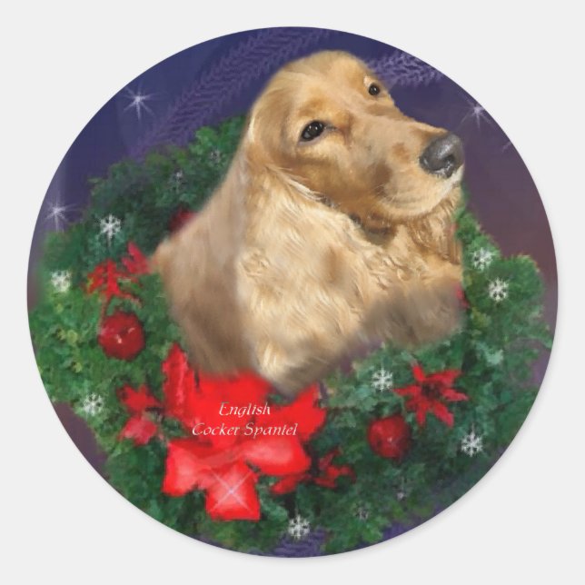 English Cocker Spanel Weihnachtsgeschenke Runder Aufkleber (Vorderseite)