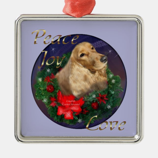 English Cocker Spanel Weihnachtsgeschenke Silbernes Ornament (Vorne)