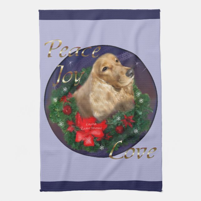 English Cocker Spaniel Christmas Handtuch (Vertikal)