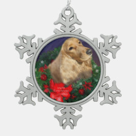 English Cocker Spaniel Christmas Schneeflocken Zinn-Ornament