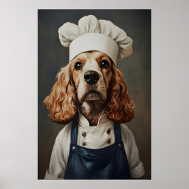 English Cocker Spaniel In Chefs Hat Poster, Pet Poster