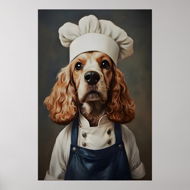 English Cocker Spaniel In Chefs Hat Poster, Pet Poster (Vorne)