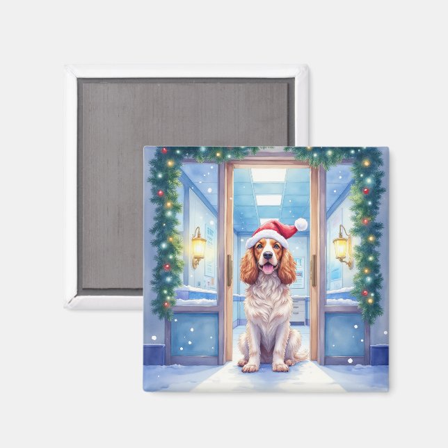 English Cocker Spaniel Nurse Station Santa Hat Magnet (Vorderseite/Rückseite)