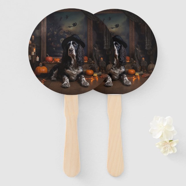 English Cocker Spaniel Pumpkins Halloween Beängsti Fächer (Vorne und Hinten)