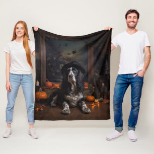 English Cocker Spaniel Pumpkins Halloween Beängsti Fleecedecke