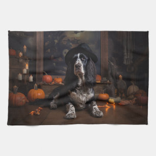 English Cocker Spaniel Pumpkins Halloween Beängsti Geschirrtuch