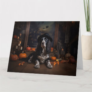 English Cocker Spaniel Pumpkins Halloween Beängsti Karte