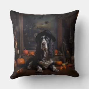English Cocker Spaniel Pumpkins Halloween Beängsti Kissen