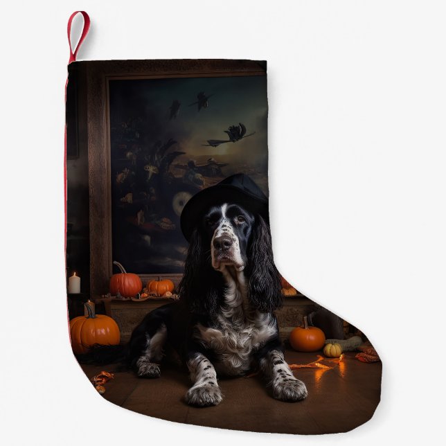 English Cocker Spaniel Pumpkins Halloween Beängsti Kleiner Weihnachtsstrumpf (Vorderseite)