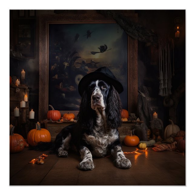 English Cocker Spaniel Pumpkins Halloween Beängsti Poster (Vorderseite)
