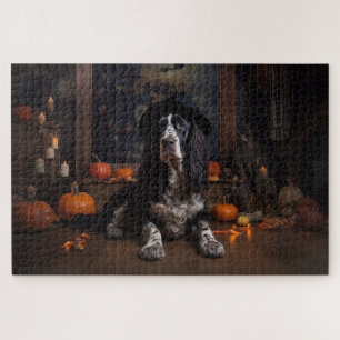 English Cocker Spaniel Pumpkins Halloween Beängsti Puzzle