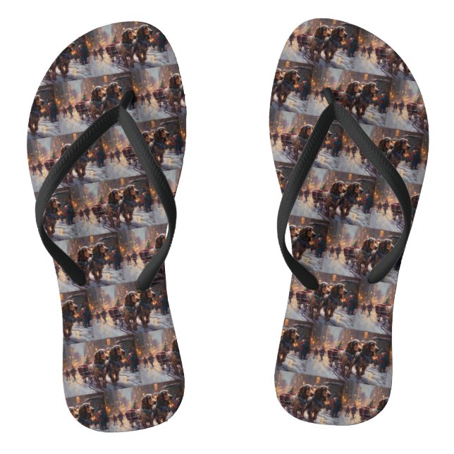 English Cocker Spaniel Weihnachtsfeiersaison Flip Flops (Fußbett)