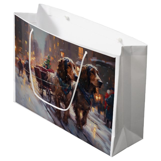 English Cocker Spaniel Weihnachtsfeiersaison Große Geschenktüte (Vorderseite Schrägansicht)