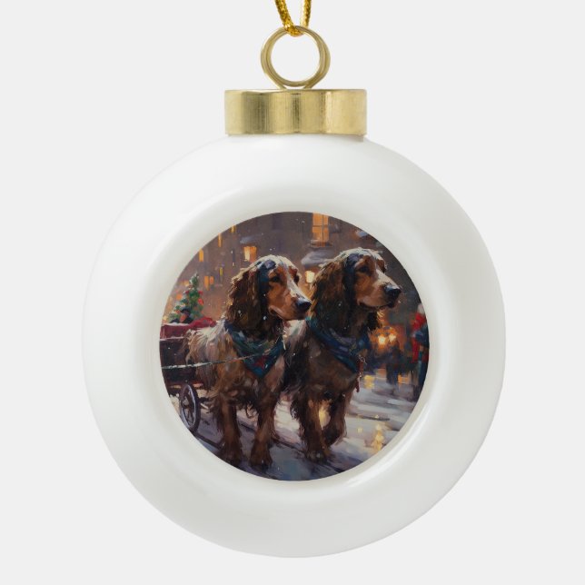 English Cocker Spaniel Weihnachtsfeiersaison Keramik Kugel-Ornament (Vorderseite)
