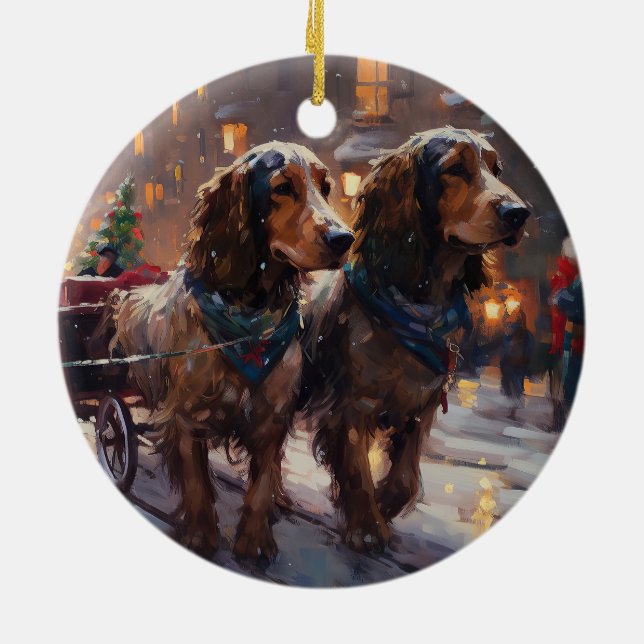 English Cocker Spaniel Weihnachtsfeiersaison Keramik Ornament (Hinten)