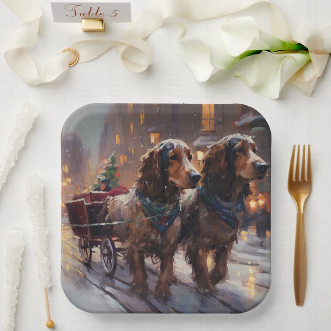 English Cocker Spaniel Weihnachtsfeiersaison Pappteller (Hochzeit)