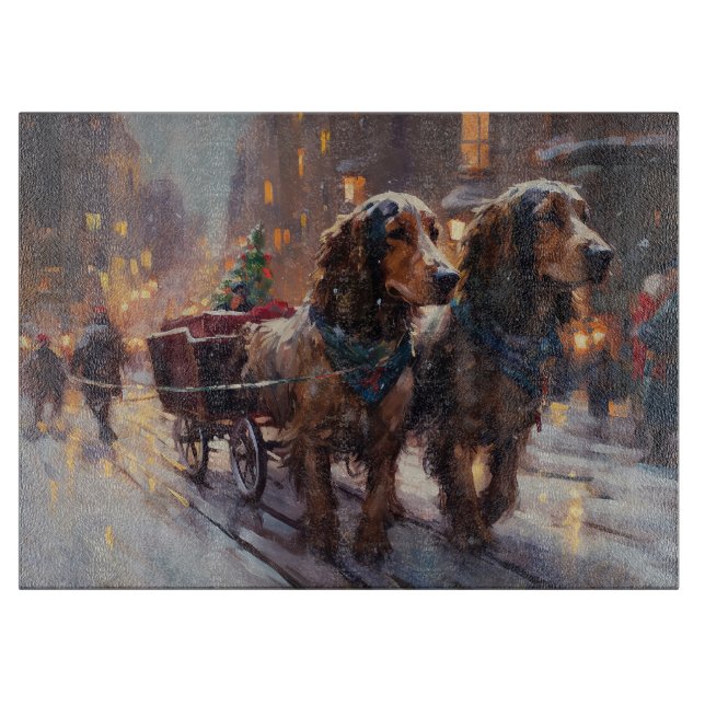 English Cocker Spaniel Weihnachtsfeiersaison Schneidebrett (Vorderseite)