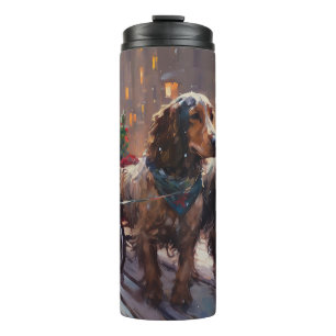 English Cocker Spaniel Weihnachtsfest Thermosbecher