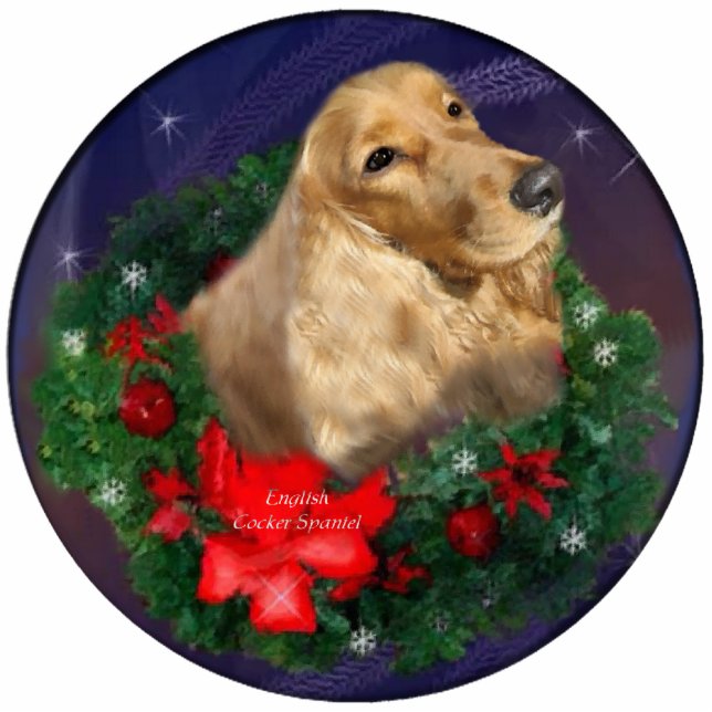 English Cocker Spaniel Weihnachtsgeschenke Ornamen Fotoskulptur Ornament (Vorne)