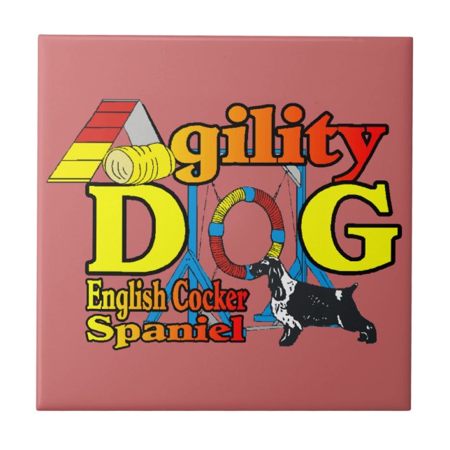 English Cocker Spanisch Agility Fliese (Vorderseite)