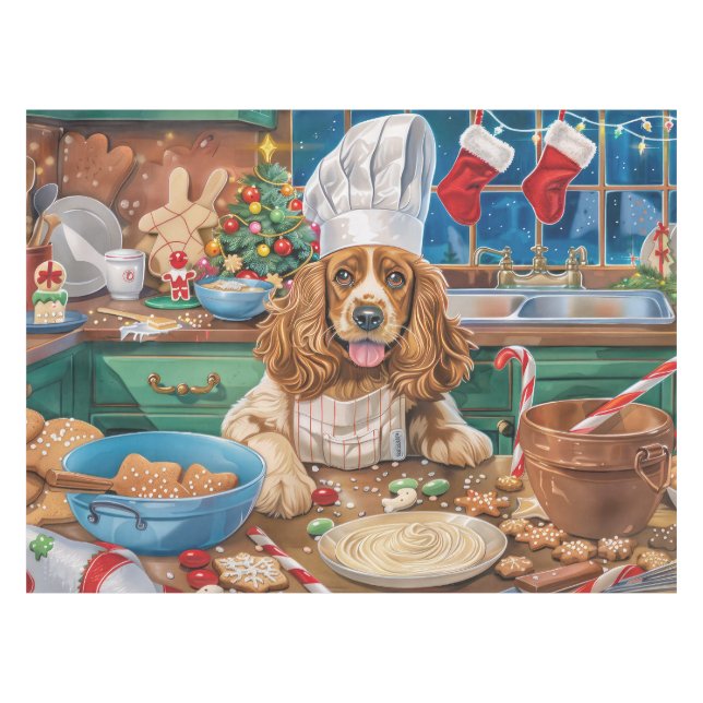 English Cocker Spanisch Holiday Baking: Weihnachte Tischdecke (Vorderseite (Horizontal))