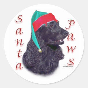 English Cocker Spanisch (schwarz) Santa Paws Runder Aufkleber