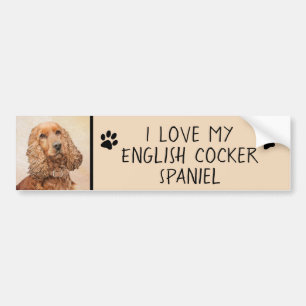 English Cocker Spanische Malerei - Original Dog Ar Autoaufkleber