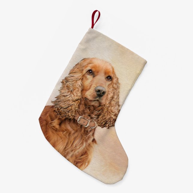 English Cocker Spanische Malerei - Original Dog Ar Kleiner Weihnachtsstrumpf (Vorderansicht (hängend))