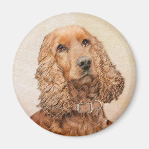 English Cocker Spanische Malerei - Original Dog Ar Magnet