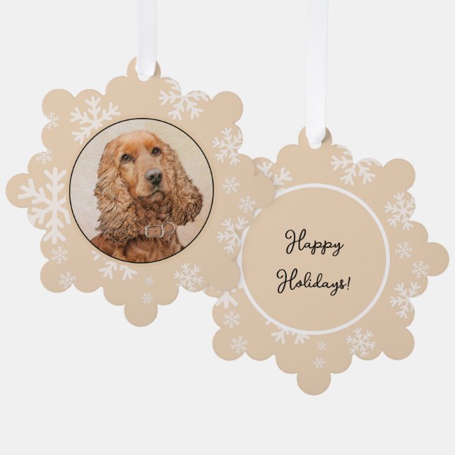 English Cocker Spanische Malerei - Original Dog Ar Ornament Karte (Vorderseite/Rückseite)