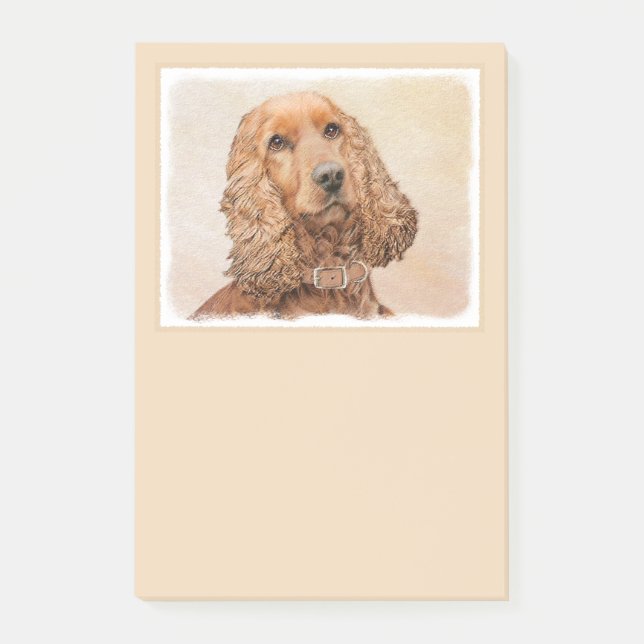 English Cocker Spanische Malerei - Original Dog Ar Post-it Klebezettel (Vorderseite)