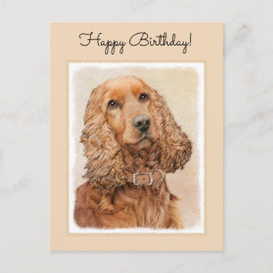English Cocker Spanische Malerei - Original Dog Ar Postkarte