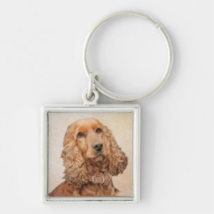 English Cocker Spanische Malerei - Original Dog Ar Schlüsselanhänger