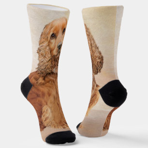 English Cocker Spanische Malerei - Original Dog Ar Socken