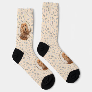 English Cocker Spanische Malerei - Original Dog Ar Socken