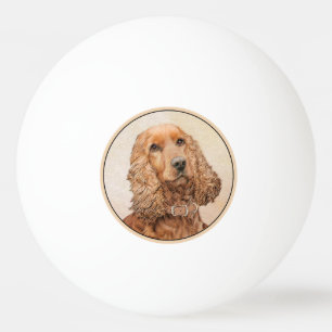 English Cocker Spanische Malerei - Original Dog Ar Tischtennisball
