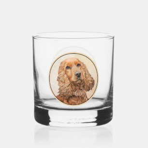 English Cocker Spanische Malerei - Original Dog Ar Whiskyglas