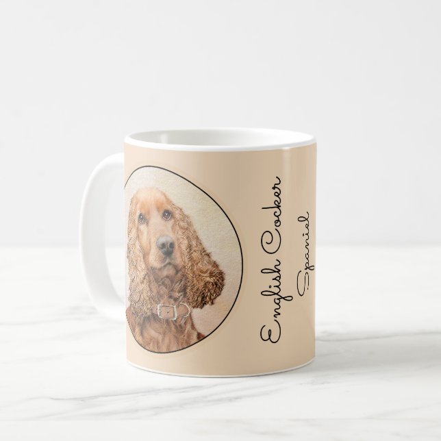 English Cocker Spanische Malerei - Original Hund A Kaffeetasse (Vorderseite Links)
