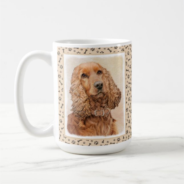 English Cocker Spanische Malerei - Original Hund A Kaffeetasse (Links)