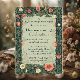 English Cottage William Morris Styled Housewarming Einladung