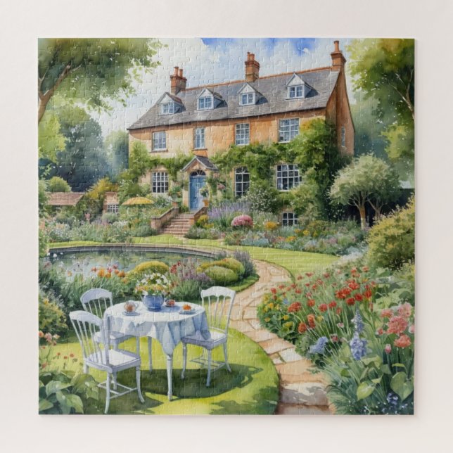 English Country House Summer Flower Garden Puzzle (Vertikal)