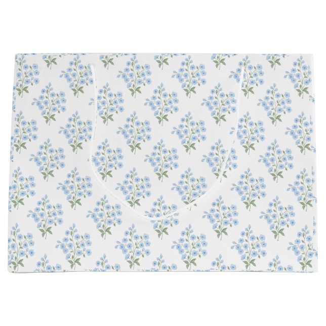 English Country Muster mit Vergissmeinnichtblumen Große Geschenktüte (Vorderseite)