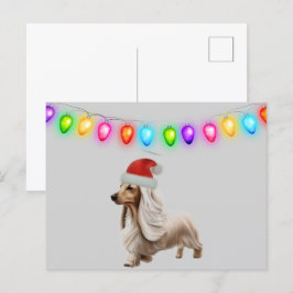 English Cream Christmas Dackel Postkarte
