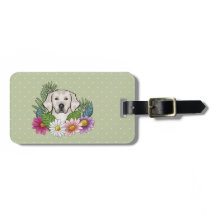 English Cream Golden Retriever Bunte Blumen