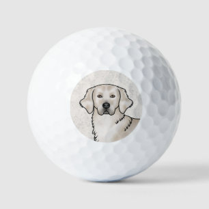English Cream Golden Retriever Cartoon Dog Head Golfball