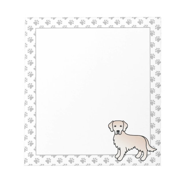 English Cream Golden Retriever Cartoon Dog Notizblock (Vorderseite)