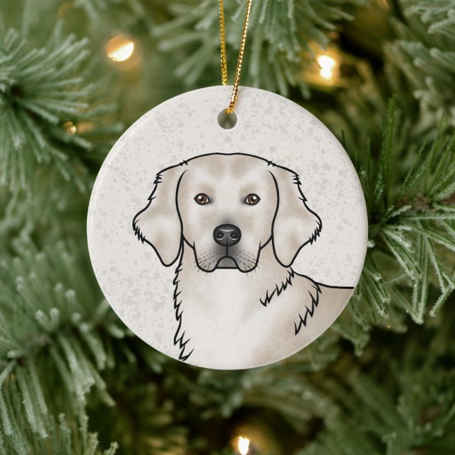 English Cream Golden Retriever Dog Individuelle Na Keramik Ornament (Baum)