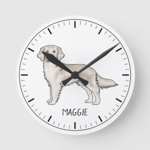 English Cream Golden Retriever Dog Individuelle Na Runde Wanduhr